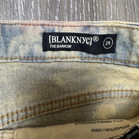 Blank NYC The Barrow High Rise Blue & Red Tie Dye Denim Shorts - Picture 4 of 7